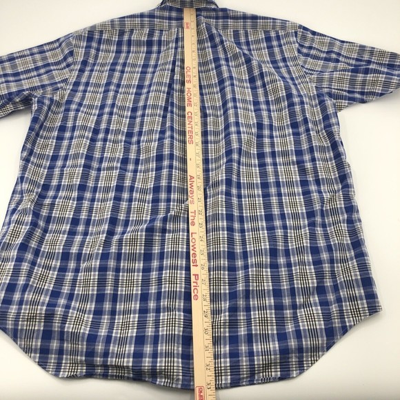 Ralph Lauren Golf Button Front Shirt Blake Large Blue White Plaid Short Sleeves - Picture 8 of 11